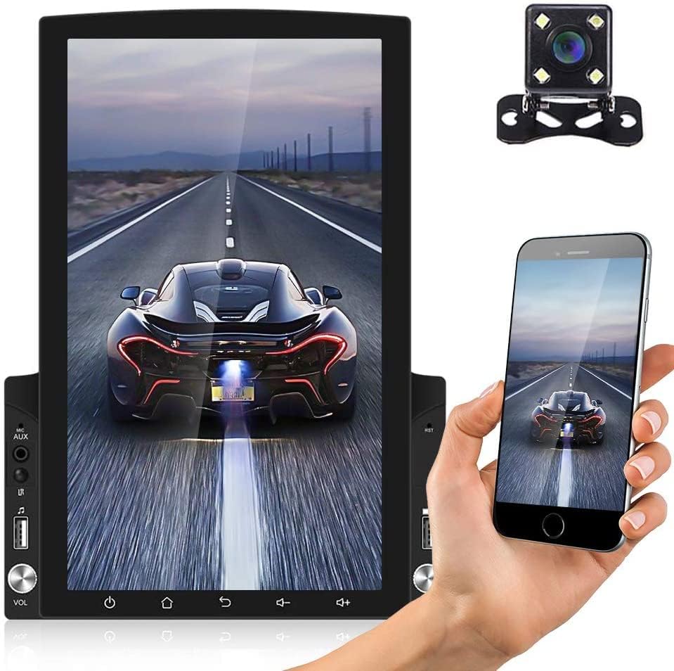 אנדרואיד 10.0 סטריאו לרכב DIN כפול עם ניווט GPS של Bluetooth, 9.7 '' רדיו מכוניות מסך מגע אנכי עם רדיו FM WiFi iOS/Android Cink Link USB/AUX-In Head + מצלמת גיבוי ושלט רחוק