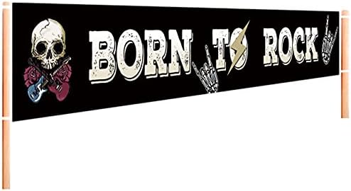 טוטה גדול נולד לרוק באנר / 1950 של רוק אנד רול מסיבת קישוטים / מוסיקה נושא תינוק 1 יום הולדת ספקי צד-9.8 איקס 1.6 רגל