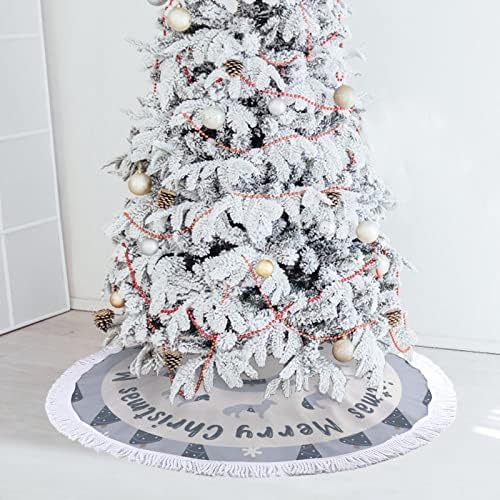 חצאית עץ חג המולד, 36 צללית כלב חג המולד חצאית עץ עץ חג המולד עם ציצית, מחצלת עץ חג המולד של שלג, חצאית עץ חג המולד למסיבת חג חיצונית מקורה קישוטים לחג המולד