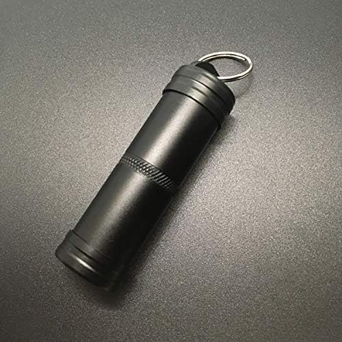 קווין קופסת נירוסטה קופסת גלולות מחזיק מחזיק מפתחות מיכל סטאש, בקבוק רפואה אטום למים נייד חיצוני למטייל קמפינג, שחור