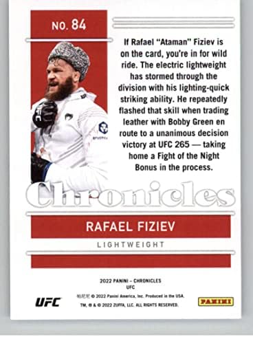 2022 Panini Chronicles UFC 84 RAFAEL FIZIEV RC כרטיס טירון קל משקל קל משקל CHRONICED