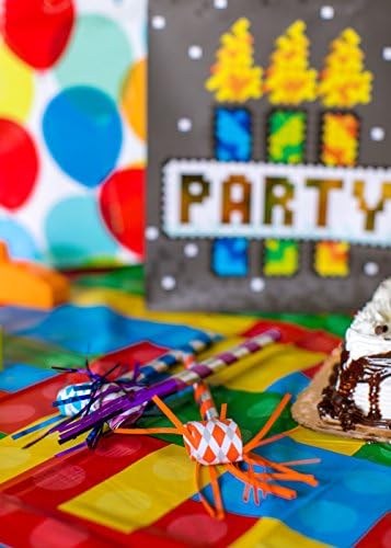 מסיבה נינג'ה גדולה במיוחד בסגנון לבנים מפת שפת מפלגת יום הולדת - שימוש מקורה או חיצוני - כיסוי שולחן נושא למסיבת לבנים חד פעמית - ציוד למסיבות יום הולדת העשוי מחומרים ממוחזרים