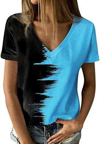 מודפס חולצות נשים חולצה כיכר צוואר קיץ קל משקל קצר שרוול טרנדי מזדמן רופף בכושר בציר