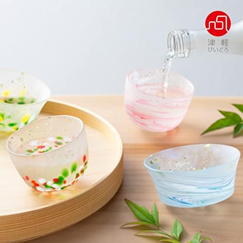 Aderia tsugaru vidro fs-62533 סט זוג זכוכית, enishikoma, זוג זכוכית, אוצ'וקו, זכוכית, כוס סאקה יפנית, קופסת מתנה, כוס משקאות יפנית, מיוצר ביפן