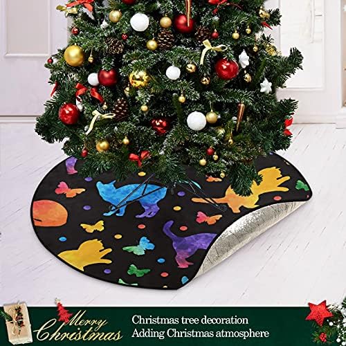 צבעי מים חתולים חמודים מחצלת עץ חג המולד עץ עמיד למים עמדת מגש שטיח מתחת לאביזר עץ חג המולד לאספקת בית הגנה על הרצפה 28 אינץ '