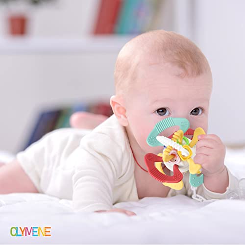 קלימן צעצועי בקיעת שיניים חושית לתינוק, צעצועי בקיעת שיניים קלים לאחיזה לתינוקות 0-6 חודשים תינוקות צעצועי נשכן כדור צעצוע לעיסה לתינוק 0-3-6-12 חודשים
