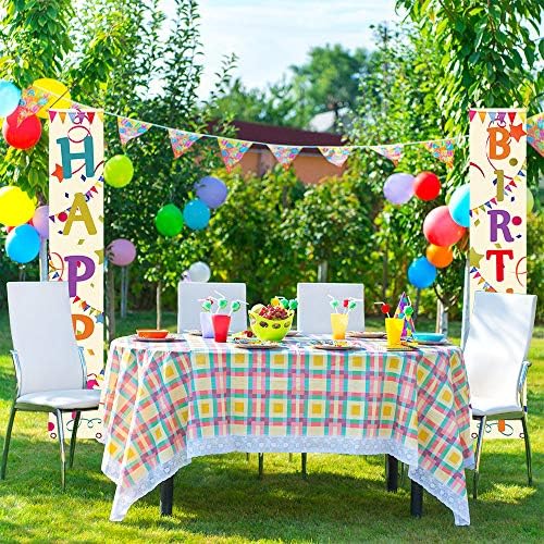 שלט מרפסת ליום הולדת שמח של PartyGo, קישוטי באנר לציוד למסיבות ליום הולדת צבעוני