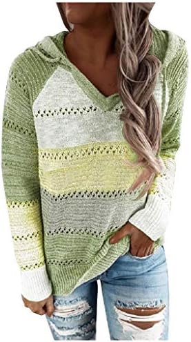 קפוצ'ונים של נשים בלוק צבע פסים v סוודר סוודר סתיו סרוג סתיו שרוול ארוך שרוול ארוך שרוולינג חולצות חולצות