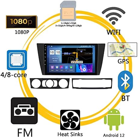 סטריאו לרכב מסך מגע בגודל 9 אינץ 'עבור BMW E90 2005-2012 עם Carplay Wireless & Android Auto, עם Bluetooth AM/FM WiFi, ניווט GPS