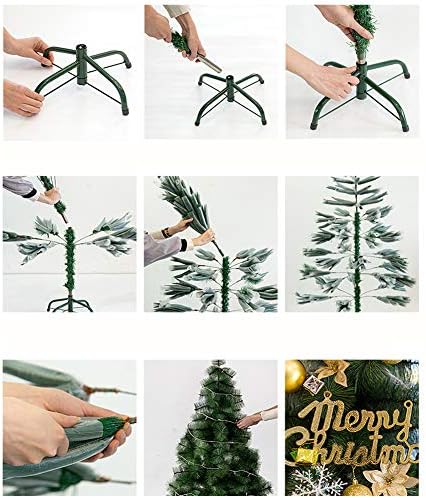 DLPY 9.8 רגל עץ חג מולד מלאכותי, עץ אורן חג המולד אלפיני טבעי עם רגלי מתכת מוצקות מושלמות לקישוט חופשה מקורה וחיצונית-ירוק 300 סמ