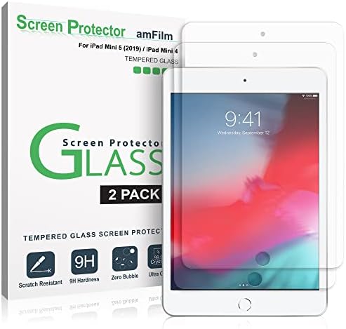 מגן מסך זכוכית אמפילם עבור iPad Mini 5 ו- iPad Mini 4 זכוכית מחוסמת, 2 חבילה