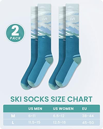 גרבי סקי OutdOorMaster, גרביים תרמיות של אריזות דו-זוגיות, גרביים תרמיות של סנובורד לנשים, מעל שרוול העגל ללא החלקה