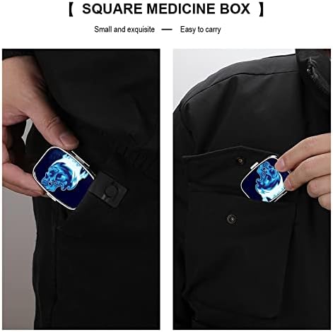 גלולת ארגונית תיבת כחול אש גולגולת גלולת מיכל נייד יומי גלולת מקרה מחזיק רפואת תיבת אחסון 2. 2 * 1.6 אינץ