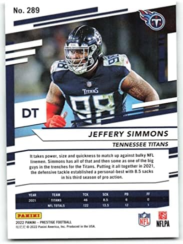 2022 Panini Prestige 289 Jeffery Simmons Tennessee Titans כרטיס מסחר בכדורגל NFL