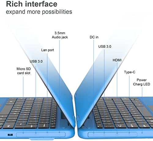 מחשב נייד עם מסך מגע, 2 ב - 1 11.6 אינץ 'אינטל 4 ליבות סלרון נ4120 מעבד חלונות 11 בית 6 ג' יגה-בייט ראם 64 ג ' יגה-בייט מ. 2