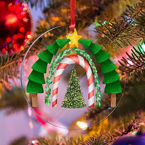 עץ חג המולד ירוק קשת קשת אקרילית עץ חג המולד שומר על מזכרת אדום ממתקים עץ חג המולד עץ קשת קישוט קישוט קישוט קישוטי עונות ברכה קישוטי עץ חג המולד